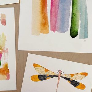 Aquarell einer Libelle, gemalt im Aquarell-Malkurs in Wien von Maria Erlebach
